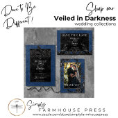 Gothic Black Raven & Black Rose Blue No Dinner All In One Einladung