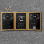 Gothic Black Raven & Black Rose Gold Wedding<br><div class="desc">Mit unserer Vintag gotischen Hochzeitseinladung bringen Sie Ihre Gäste in eine Welt der dunklen, bezaubernden Eleganz. Der tiefe, gealterte goldene Hintergrund Set die Bühne für einen auffallenden Kontrast, wenn fett weißer Text entsteht. Auf dem Cover dieser Einladung fängt ein dreidimensionaler gotischer Rahmen, der mit einem echten schwarzen Rabe geschmückt ist,...</div>