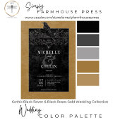 Gothic Black Raven & Black Rose Gold Wedding Einladung