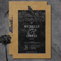 Gothic Black Raven & Black Rose Gold Wedding