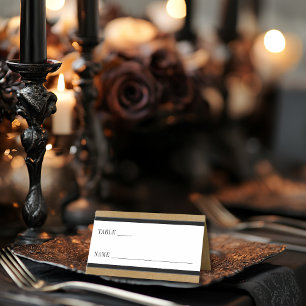 Gothic Black Raven & Black Rose Gold Wedding Platzkarte