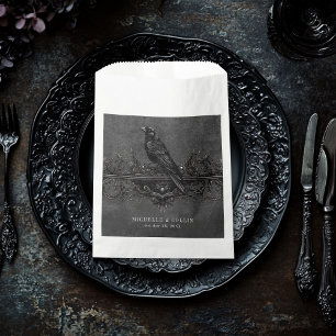 Gothic Black Raven & Black Rose Hochzeit Geschenktütchen