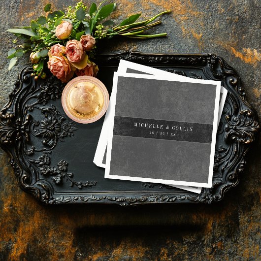 Gothic Black Raven & Black Rose Hochzeit Serviette