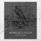 Gothic Black Raven & Black Rose Hochzeit Weinetikett (Einzelnes Label)
