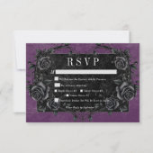 Gothic Black Raven & Black Rose Lila Abendessen RSVP Karte (Vorderseite)