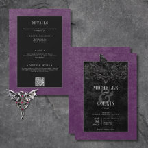 Gothic Black Raven & Black Rose Lila