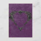 Gothic Black Raven & Black Rose Lila Empfang Begleitkarte (Rückseite)