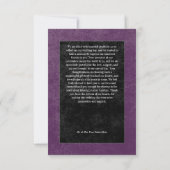 Gothic Black Raven Black Rose Lila Foto Hochzeit Dankeskarte (Rückseite)