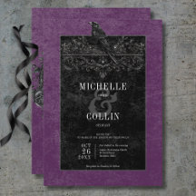 Gothic Black Raven & Black Rose Lila Hochzeit