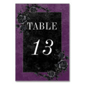 Gothic Black Raven & Black Rose Lila Hochzeit Tischnummer (Rückseite)