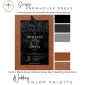 Gothic Black Raven & Black Rose Rust Wedding Dreifach Gefaltete Einladung