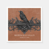 Gothic Black Raven & Black Rose Rust Wedding Serviette (Vorderseite)