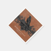 Gothic Black Raven & Black Rose Rust Wedding Serviette (Ecke)