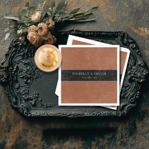 Gothic Black Raven & Black Rose Rust Wedding Serviette