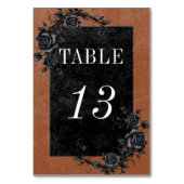 Gothic Black Raven & Black Rose Rust Wedding Tischnummer (Vorderseite)