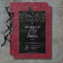 Gothic Black Raven & Black Rose Weinhochzeit