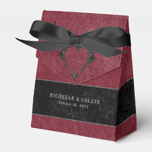 Gothic Black Raven & Black Rose Weinhochzeit Geschenkschachtel (Vorderseite)