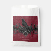 Gothic Black Raven & Black Rose Weinhochzeit Geschenktütchen (Vorderseite)