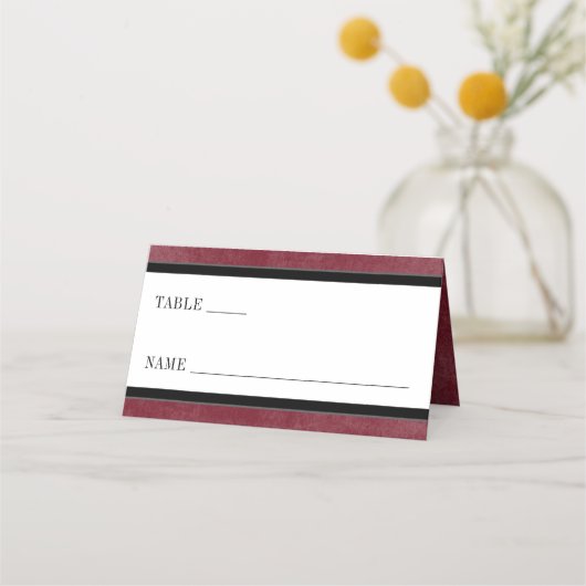 Gothic Black Raven & Black Rose Weinhochzeit Platzkarte (Vorderseite)