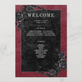 Gothic Black Raven & Black Rose Weinhochzeit Programm (Vorderseite)