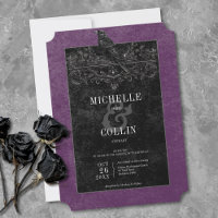 Gothic Black Raven & Black Roses Lila Hochzeit