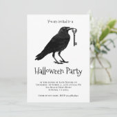 Gothic Black Raven Halloween-Party Einladung (Stehend Vorderseite)
