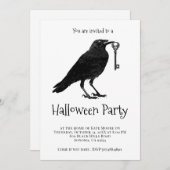 Gothic Black Raven Halloween-Party Einladung (Vorne/Hinten)