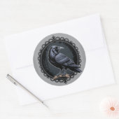 Gothic Black Raven Illustration Runder Aufkleber (Umschlag)