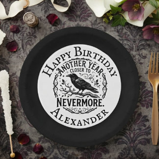 Gothic Black Raven Nevermore Geburtstag Pappteller