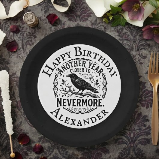 Gothic Black Raven Nevermore Geburtstag Pappteller