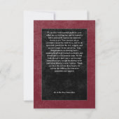 Gothic Black Raven & Rose Burgundy Foto Wedding Dankeskarte (Rückseite)