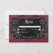Gothic Black Raven & Rose Burgundy No Dinner RSVP Karte (Vorderseite)