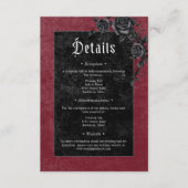 Gothic Black Raven Rose Burgundy Wedding Details Begleitkarte (Vorderseite)