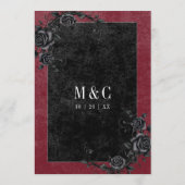 Gothic Black Raven & Rose Hochzeit Menükarte (Rückseite)