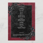 Gothic Black Raven & Rose Hochzeit Programm (Rückseite)