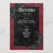 Gothic Black Raven & Rose Hochzeit Programm (Vorderseite)
