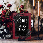 Gothic Black Raven & Rose Hochzeit Tischnummer