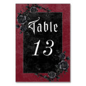 Gothic Black Raven & Rose Hochzeit Tischnummer (Vorderseite)