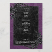 Gothic Black Raven & Rose Lila Hochzeit Programm (Rückseite)
