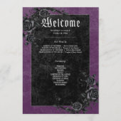 Gothic Black Raven & Rose Lila Hochzeit Programm (Vorderseite)
