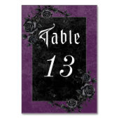 Gothic Black Raven & Rose Lila Hochzeit Tischnummer (Rückseite)