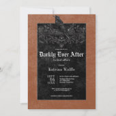 Gothic Black Raven & Rose Rust Brautparty Einladung (Vorderseite)