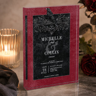 Gothic Black Raven Rosen Wein Hochzeitsandenken Fotoblock
