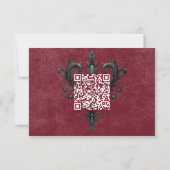 Gothic Black Raven & Roses Burgundy QR Code RSVP Karte (Rückseite)