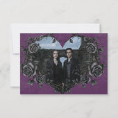 Gothic Black Raven & Roses Purple Photo Wedding Save The Date (Rückseite)