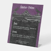 Gothic Black Raven & Roses Purple Wedding Drinks Sockelschild (Vorderseite)