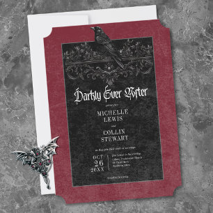 Gothic Black Raven Wein Dunkel Für Immer Hochzeit Einladung