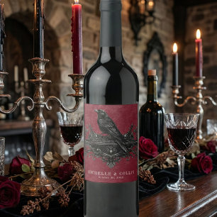 Gothic Black Raven Wein Dunkel Für Immer Hochzeit Weinetikett