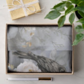 Gothic Black Raven White Flowers Seidenpapier (Geschenk)