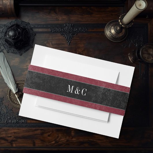 Gothic Black Raven Wine Darkly Ever After Wedding Einladungsbanderole